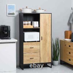 160cm Kitchen Cupboard, Microwave Stand with Storage Cabinet, Soft Close Doors