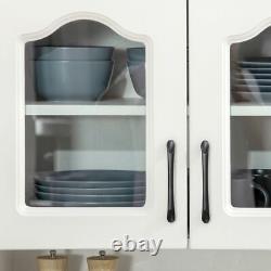 168cm Kitchen Cupboard Storage Cabinet with Shelves & Drawers, Open Counter White