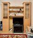 190cm Beech Wood Cupboard With Tv Unit, Glass Doors, Drawers And Shelves