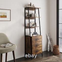 3 Tier Bookcase With 3 Drawer Cupboard Cabinet Storage Shelving Display Wood Shelf