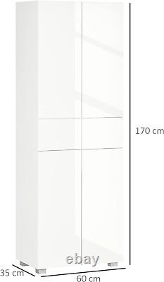 4-Door Kitchen Cupboard Freestanding Storage Cabinet With6-Tier Shelves, White