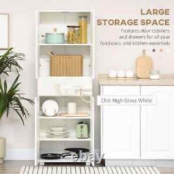 4-Door Kitchen Cupboard Freestanding Storage Cabinet with Shelves & Drawers White