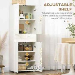 4-Door Kitchen Cupboard Freestanding Storage Cabinet with Shelves & Drawers White