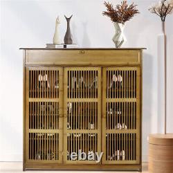 4 Tier Bamboo Shoe Cabinet Shelf Hall Cupboard Organiser Stand Holder Storage