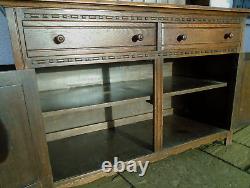4' Vintage Carved Oak Open Top Dresser Cupboard Drawers Shelves Kitchen Cabinet
