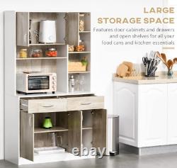 5-Door Kitchen Cupboard Freestanding Storage Cabinet with Shelves & Drawers Beige