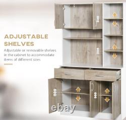5-Door Kitchen Cupboard Freestanding Storage Cabinet with Shelves & Drawers Beige