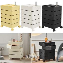 5 Shelves Bedside Cabinet Rotating ABS Nightstand Drawer Cabinet Square Cupboard