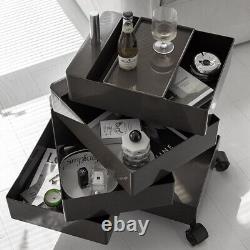 5 Shelves Bedside Cabinet Rotating ABS Nightstand Drawer Cabinet Square Cupboard