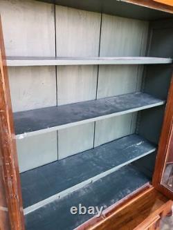 Antique Victorian glazed small bookcase cabinet drawers shelves cupboard