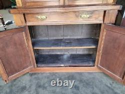Antique Victorian glazed small bookcase cabinet drawers shelves cupboard