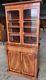 Antique Victorian Mahogany Slim Glazed Bookcase Cabinet Cupboard Drawers Shelves