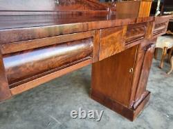 Antique mahogany Victorian twin pedestal sideboard drawers cupboard shelves