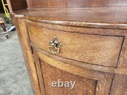 Antique repro oak bow front dresser cupboard drawers shelves cabinet