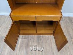 BOOKCASE Vintage Teak Wall Unit Display Cabinet Cupboard withDrawers Glass Shelves