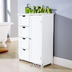 Bathroom Cabinet Cupboard 4-Drawer Storage Shelves Multi Unit Furniture White
