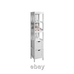 Bathroom Storage Cabinet White Slim Towel Storage Cupboard Tall Toiletry Shelves