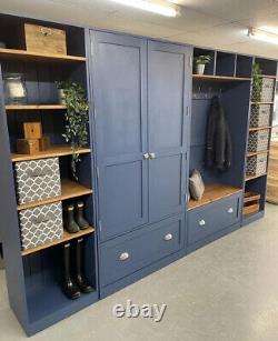 Boot Room Storage Farrow & B Stiffkey Blue, pine mud Room Cupboard Hall Furniture