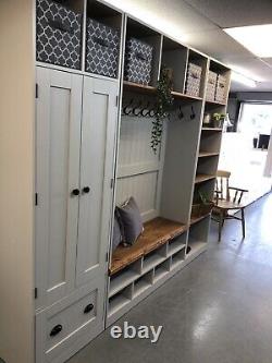 Boot Room Storage Farrow & Ball Pavilion Gray pine mud Room Cupboards Furniture
