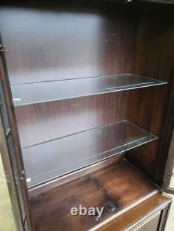 Chinese style tall glazed bookcase cabinet shelves cupboard drawers