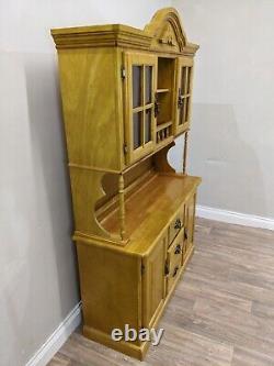 DRESSER Oak 3 Drawers 4 Shelves 2 Cupboards Glass Display Cabinet Country Style