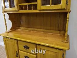 DRESSER Oak 3 Drawers 4 Shelves 2 Cupboards Glass Display Cabinet Country Style
