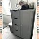 Grey Wooden Bathroom Floor Cabinet Storage Unit Free Standing Drawers Cupboard