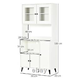 HOMCOM Freestanding Kitchen Storage Cabinet Cupboards Adjustable Shelves White