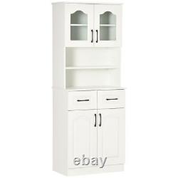 HOMCOM Kitchen Cupboard Storage Cabinet Adjustable Shelves, Countertop, White