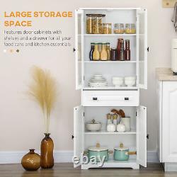 HOMCOM Kitchen Cupboard Storage Cabinet Adjustable Shelves, Glass Door, 160cm