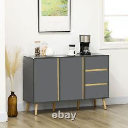 HOMCOM Sideboard Kitchen Cupboard with Adjustable Shelves, Double Doors Dark Grey
