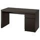 Ikea Malm Desk/vanity Black / Brown With Drawer & Cupboard With Shelf Rrp179