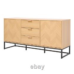 Industrial Wooden Sideboard Cabinet Cupboard Storage Furniture 3 Drawers 2 Doors