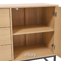 Industrial Wooden Sideboard Cabinet Cupboard Storage Furniture 3 Drawers 2 Doors