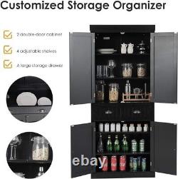 Itzcominghome Tall Kitchen Storage Cupboard Cabinet Pantry Black Unit drawer