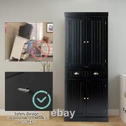 Itzcominghome Tall Kitchen Storage Cupboard Cabinet Pantry Black Unit drawer