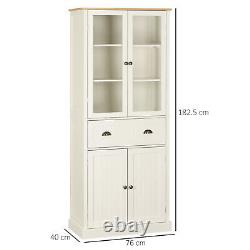 Kitchen Cupboard, 5-tier Storage Cabinet with Adjustable Shelves, Cream