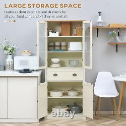 Kitchen Cupboard, 5-tier Storage Cabinet with Adjustable Shelves, Cream