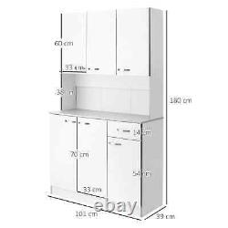 Kitchen Cupboard, Freestanding Kitchen Storage Cabinet with 6 Doors, Drawer
