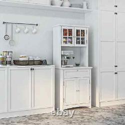 Kitchen Cupboard, Wooden Storage Cabinet with Framed Glass Door, Drawer