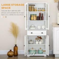 Kitchen Dining Cupboard Unit Freestand Storage Cabinet 2Shelves Drawer Glassdoor