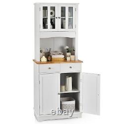 Kitchen Pantry Cabinet Freestanding Buffet Cupboard With Adjustable Shelf & Drawer