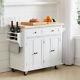 Kitchen Storage Trolley Carts Rolling Island Shelves Cupboard 2 Drawers Cabinet