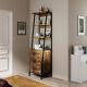 Metal&wooden Storage Cabinet With3 Open Shelves Cupboard For Livingroom Bedroom