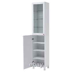 Mirror Cabinet Tall Freestanding Bathroom Mirrored Storage Cupboard 8 Shelves