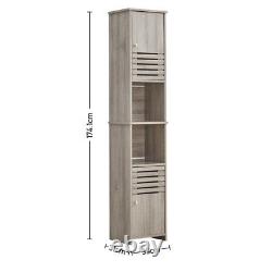 Narrow Modern Bathroom Tall Cabinet 2 Door Shelves Unit Storage Wooden Furniture