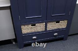 New Large Chunky Oak & Blue Kitchen Larder Cupboard Furniture Village Hewitt