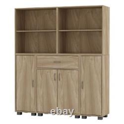 Oak 1 Drawer 4 Door 4 Shelf Storage Cabinet Cupboard Bookcase Bookshelf Unit