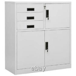 Office Cabinet Drawers File Storage Adjustable shelf Locker Cupboard Steel Grey