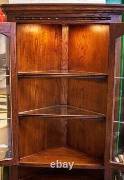 Old Charm Dark Oak Corner Cupboard with Interior Lighting! NWCC001